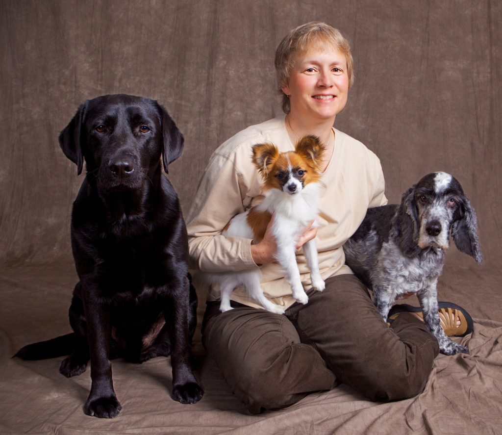 Veterinarian Mary Lewis with her family pets